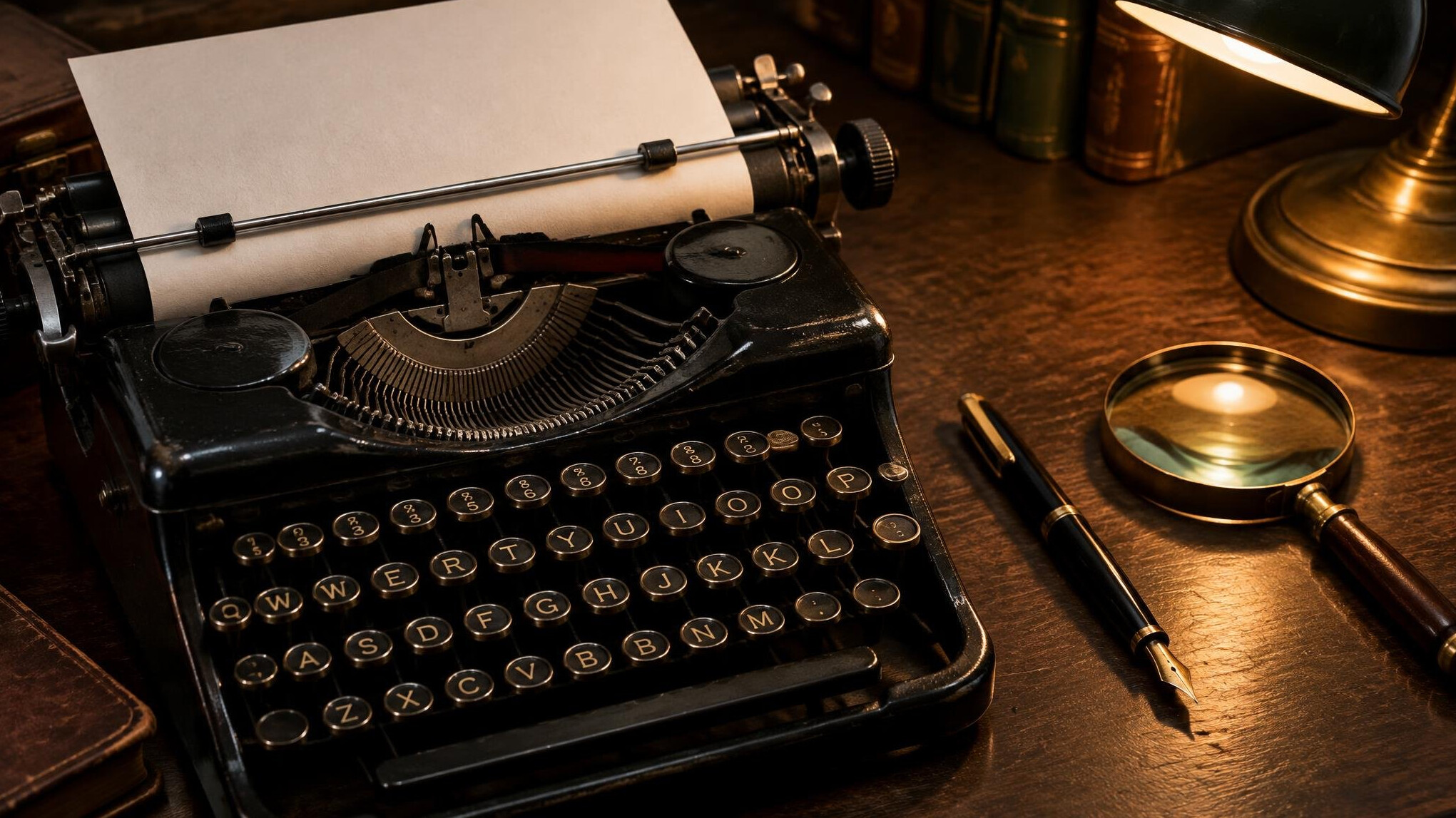 Close-up of a vintage typewriter with a sheet of paper